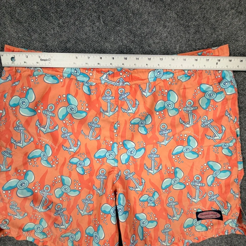 Vineyard Vines Mens Swim Trunks Medium Orange Anchor Propeller Board Shorts 0749